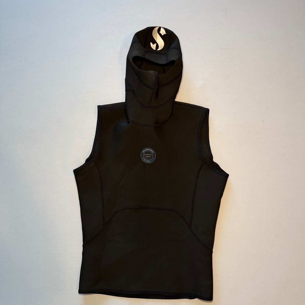 Scubapro Everflex Yulex Dive Vest Hooded Medium‎ Black 2mm Neoprene Sleeveless